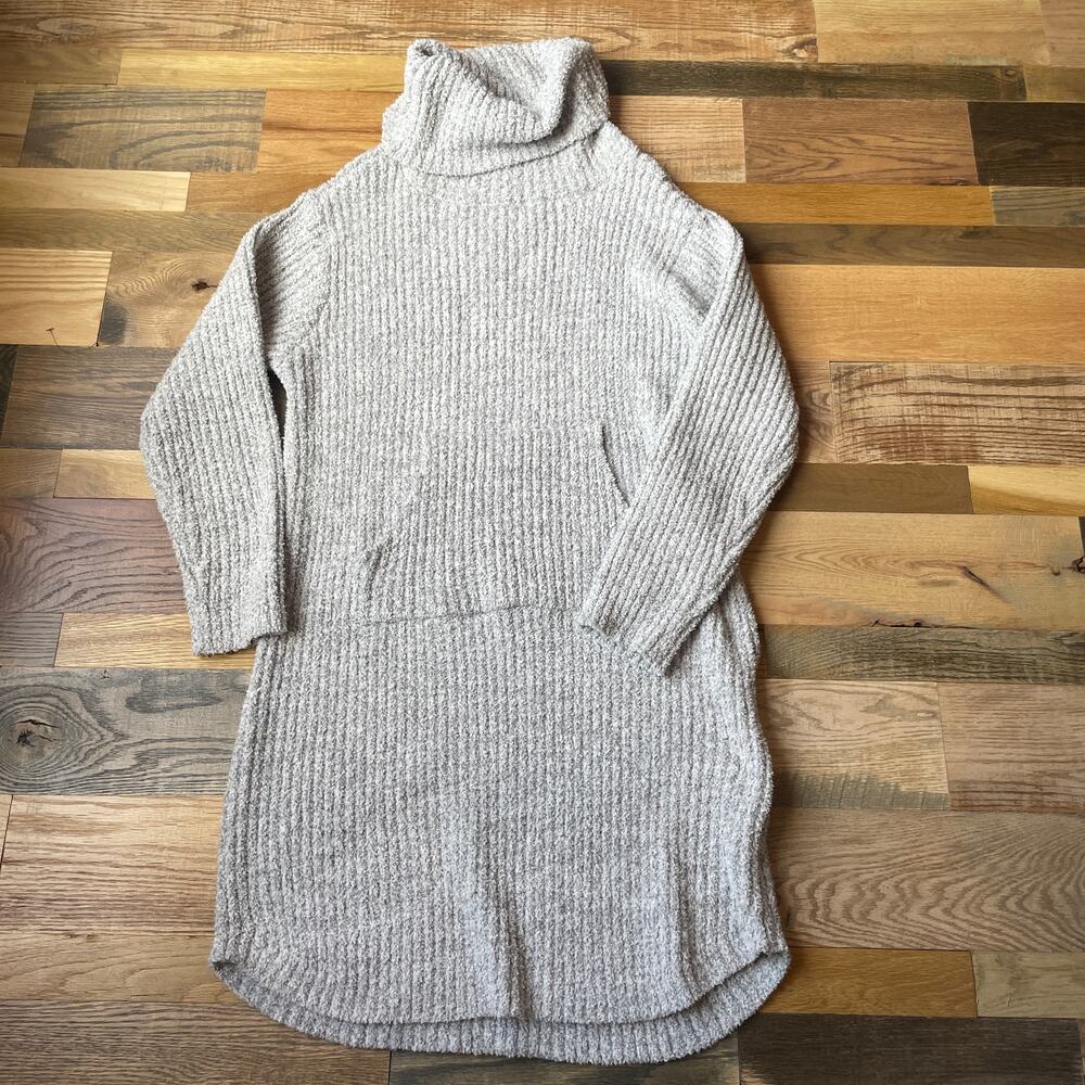 Softies Women's L/XL Gray Plush Turtleneck Lounger Dress Pockets Cozy